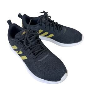 Adidas Black Gold 3 Stripe QT Racer 2.0 Light Lace Up Tennis Shoes Athletic 8.5